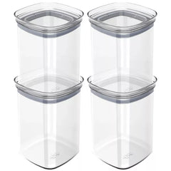 OU Airtight Food Storage Container 8pc (set of 4) BPA Free Clear Plastic Storage Container with Leak Proof Lid, Stackable Kitchen Pantry Organizer