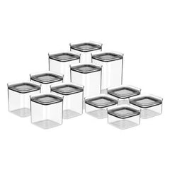 OU Airtight Food Storage Container 24pc (set of 12) BPA Free Clear Plastic Storage Container with Leak Proof Lid, Stackable Kitchen Pantry Organizer