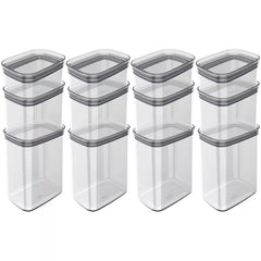 OU Airtight Food Storage Container 24pc (set of 12) BPA Free Clear Plastic Storage Container with Leak Proof Lid, Stackable Kitchen Pantry Organizer