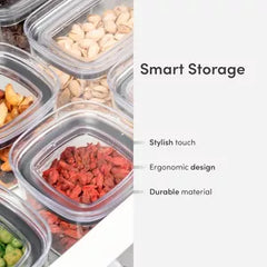 OU Airtight Food Storage Container 8pc (set of 4) BPA Free Clear Plastic Storage Container with Leak Proof Lid, Stackable Kitchen Pantry Organizer