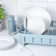 OU Kitchen Sink Organizer 3pc Set, Dish Drying Rack, Cutlery Drainer & Soap Dispenser Caddy with Sponge Holder, Countertop Dish Drainer & Strainer