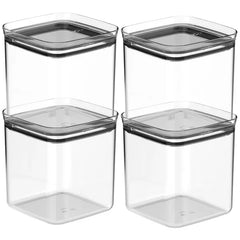 OU Airtight Food Storage Container 8pc (set of 4) BPA Free Clear Plastic Storage Container with Leak Proof Lid, Stackable Kitchen Pantry Organizer