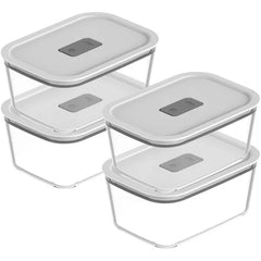 OU Glass Food Storage Container Set 8pc (set of 4) Microwave, Freezer & Dishwasher Safe, Airtight Leak Proof Lid with Microwave Valve, Stackable
