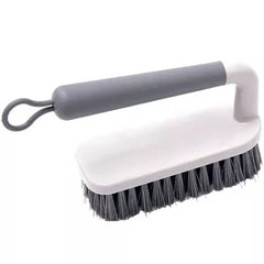 OU Scrub Brush with Ergonomic Handle, All Purpose Heavy Duty Cleaning Scrubber for Bathroom & Kitchen with Nonslip Handle, Scraper Edge & Hanging Loop