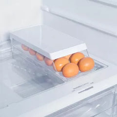 OU Egg Holder for Fridge, Rolling Egg Organizer for Refrigerator Organization, Clear Stackable Container for Kitchen Organizers and Storage, BPA Free