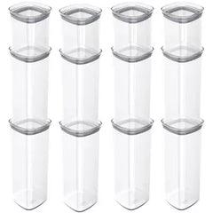 OU Airtight Food Storage Container 24pc (set of 12) BPA Free Clear Plastic Storage Container with Leak Proof Lid, Stackable Kitchen Pantry Organizer