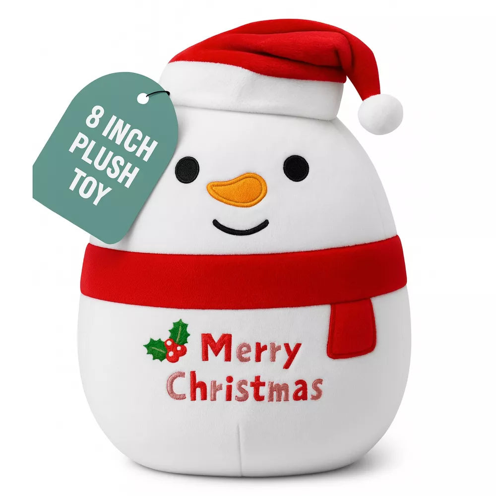Christmas Snowman Plush Toy Soft Stuffed Animal, 8" Cute Holiday Plushie Gift for Kids, Babies, Perfect Christmas Holiday Gifts Plush Toys