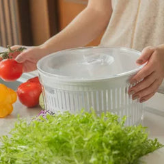 OU Salad Spinner Clear 5.8 qt - Large Vegetable Washer, Lettuce Dryer with Bowl, Lid & Storage Container, BPA Free, Easy Spin & Drain