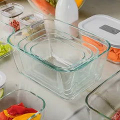 OU Glass Food Storage Container 3 Cup - Oven, Microwave, Freezer & Dishwasher Safe, Airtight Leak Proof Lid with Microwave Valve, Stackable Glass Jar