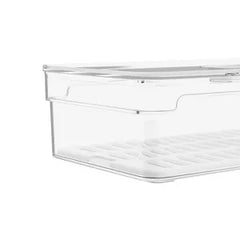 OU Fridge Organizer Bin with Vented Lid, Clear Stackable Refrigerator Storage Bin, Produce Kitchen Storage Container, 11.8" Depth, BPA Free