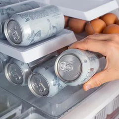 OU Soda Can Organizer for Refrigerator Set of 4, Clear Rolling Can Dispenser for Fridge / Pantry, Soda Can Rack Kitchen Organizers, BPA Free