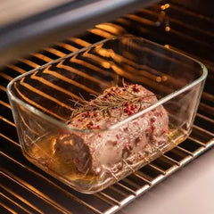 OU Glass Food Storage Container 10 Cup - Oven, Microwave, Freezer & Dishwasher Safe, Airtight Leak Proof Lid with Microwave Valve, Stackable Glass Jar