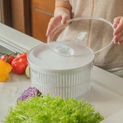OU Salad Spinner Clear 5.8 qt - Large Vegetable Washer, Lettuce Dryer with Bowl, Lid & Storage Container, BPA Free, Easy Spin & Drain