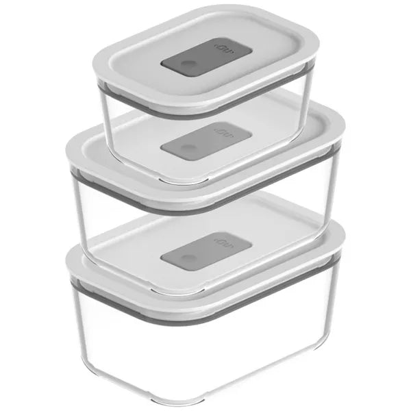 OU Glass Food Storage Container Set 6pc (set of 3) Microwave, Freezer & Dishwasher Safe, Airtight Leak Proof Lid with Microwave Valve, Stackable