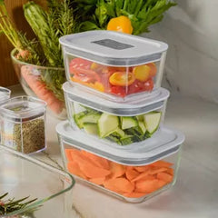 OU Glass Food Storage Container 5 Cup - Oven, Microwave, Freezer & Dishwasher Safe, Airtight Leak Proof Lid with Microwave Valve, Stackable Glass Jar