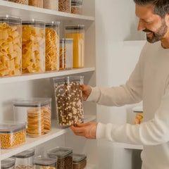 OU Airtight Food Storage Container 9.7cup, BPA Free Clear Plastic Food Storage Container with Leak Proof Lid, Stackable Kitchen Pantry Organizer