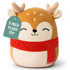 Christmas Plush Toy Reindeer Soft Stuffed Animal, 9" Cute Holiday Plushie Gift for Kids, Babies, Perfect Christmas Holiday Gifts Plush Toys