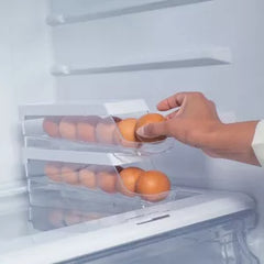 OU Egg Holder for Fridge, Rolling Egg Organizer for Refrigerator Organization, Clear Stackable Container for Kitchen Organizers and Storage, BPA Free