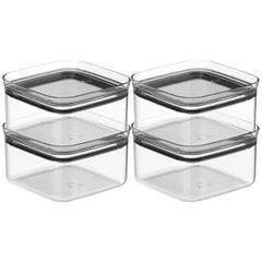 OU Airtight Food Storage Container 8pc (set of 4) BPA Free Clear Plastic Storage Container with Leak Proof Lid, Stackable Kitchen Pantry Organizer