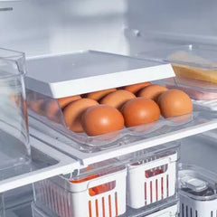 OU Egg Holder for Fridge, BPA Free Rolling Egg Organizer for Refrigerator Organization, Clear Stackable Container for Kitchen Organizers and Storage