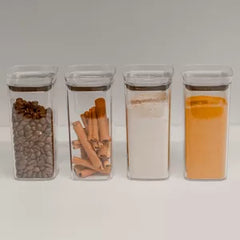 OU Airtight Food Storage Container 8pc (set of 4) BPA Free Clear Plastic Storage Container with Leak Proof Lid, Stackable Kitchen Pantry Organizer