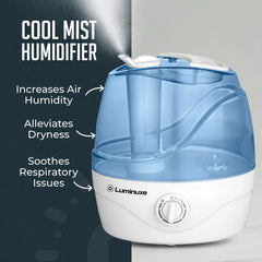 Cool Mist Humidifiers for Bedroom- 2.2L Quiet Ultrasonic, 360° Rotating Nozzle, Adjustable Mist, Auto Shut-Off, Filter-Free for Large Rooms