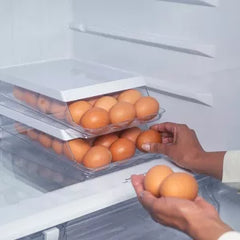 OU Egg Holder for Fridge, Rolling Egg Organizer for Refrigerator Organization, Clear Stackable Container for Kitchen Organizers and Storage, BPA Free