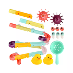 Interactive Bathtub Slide Set with Rubber Ducks and Ball – Toddler Bath Toys, Puzzle Slide Bath Toy for Kids, Fun Water Slide Bath Toy