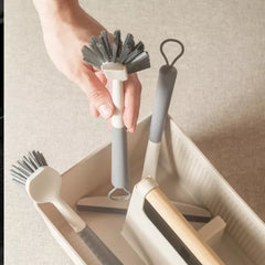 OU 8-Piece Home Cleaning Tools Set – Silicone Squeegee, Scrub Brushes, Refillable Spray Bottle, Organizer Caddy & More for Bathroom & Kitchen Cleaning