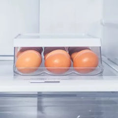 OU Egg Holder for Fridge, Rolling Egg Organizer for Refrigerator Organization, Clear Stackable Container for Kitchen Organizers and Storage, BPA Free