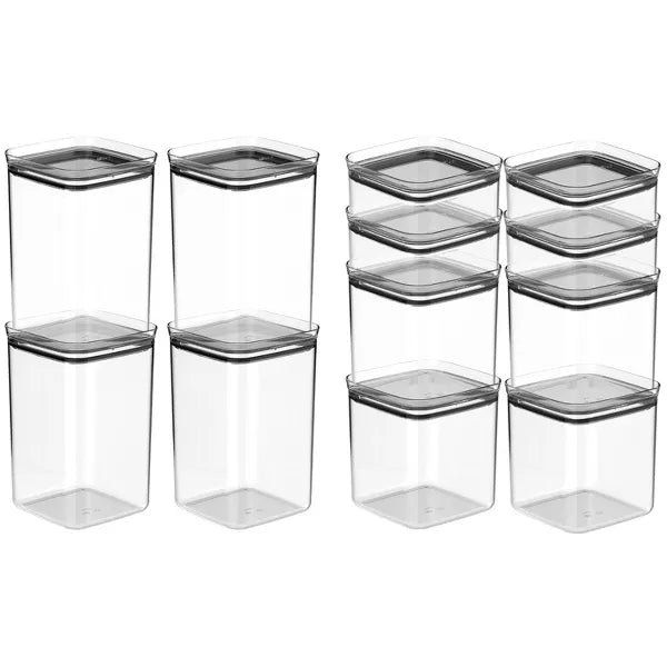OU Airtight Food Storage Container 24pc (set of 12) BPA Free Clear Plastic Storage Container with Leak Proof Lid, Stackable Kitchen Pantry Organizer