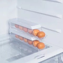 OU Egg Holder for Fridge, Rolling Egg Organizer for Refrigerator Organization, Clear Stackable Container for Kitchen Organizers and Storage, BPA Free