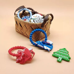 Silicone Christmas Teether Ring Toy for Baby, BPA Free Soothing Teething Relief Toy for Infant & Toddlers 0-18 Months, Perfect Christmas Gift for Baby