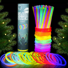 Christmas Glow Sticks 100pcs, 8" Glow in the Dark Holiday Gift Toys, Neon Bracelet & Necklaces Glow Toy Gifts for Kids, Christmas Party & Party Favors