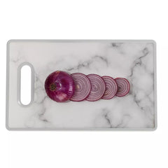9" x 14” Nonslip Cutting Board Marble-Designed Plastic, Easy-Grip Handle, Dishwasher Safe
