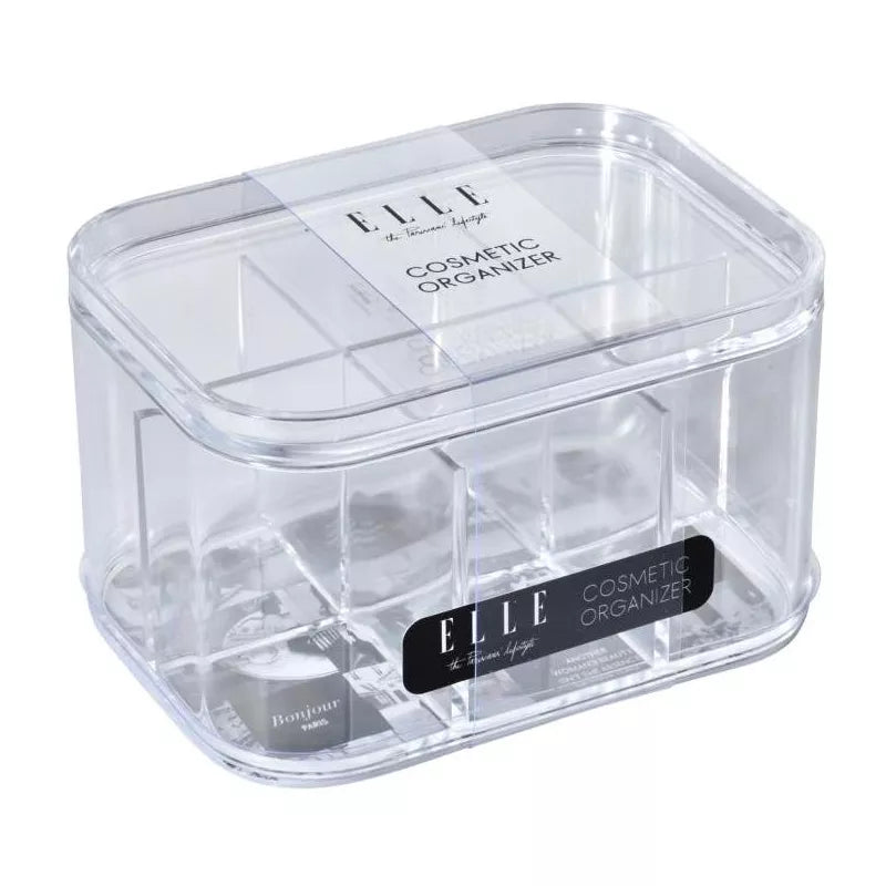 Acrylic Lipstick Organizer with Lid, 9 Compartments Compact Makeup Storage Box, Portable Cosmetic Holder for Lipsticks & Small Accessories