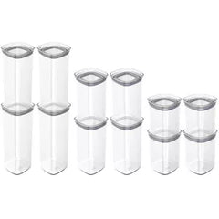 OU Airtight Food Storage Container 24pc (set of 12) BPA Free Clear Plastic Storage Container with Leak Proof Lid, Stackable Kitchen Pantry Organizer