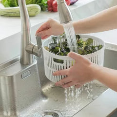 OU Salad Spinner Clear 5.8 qt - Large Vegetable Washer, Lettuce Dryer with Bowl, Lid & Storage Container, BPA Free, Easy Spin & Drain