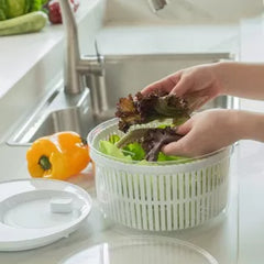 OU Salad Spinner Clear 5.8 qt - Large Vegetable Washer, Lettuce Dryer with Bowl, Lid & Storage Container, BPA Free, Easy Spin & Drain