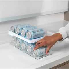 OU Soda Can Organizer for Refrigerator, Clear Rolling Can Dispenser for Fridge / Pantry, Soda Can Rack Kitchen Organizers, BPA Free