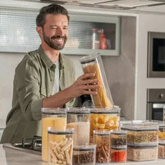 OU Airtight Food Storage Container 24pc (set of 12) BPA Free Clear Plastic Storage Container with Leak Proof Lid, Stackable Kitchen Pantry Organizer