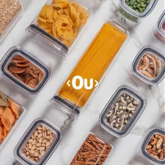 OU Airtight Food Storage Container 9.7cup, BPA Free Clear Plastic Food Storage Container with Leak Proof Lid, Stackable Kitchen Pantry Organizer