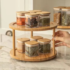 OU Airtight Food Storage Container 1.9cup, Clear Plastic Food Storage Container with Leak Proof Bamboo Lid, Stackable Kitchen Pantry Organizer