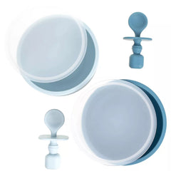 Baby Feeding Set, Silicone Bib, Bowl & Spoons for Self-Feeding First Stage Baby Essentials – Gum Friendly, BPA-Free, Easy to Clean & Safe for Babies