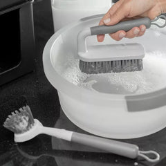 OU 8-Piece Home Cleaning Tools Set – Silicone Squeegee, Scrub Brushes, Refillable Spray Bottle, Organizer Caddy & More for Bathroom & Kitchen Cleaning