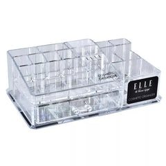 Nonslip Cosmetic Organizer with Drawer, 16 Compartment Clear Makeup, Skincare & Jewelry Storage Box for Lipsticks, Brushes & Beauty Essentials
