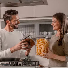 OU Airtight Food Storage Container 9.7 Cup, BPA Free, Clear Plastic Food Storage Container with Leak Proof Lid, Stackable Kitchen Organizer