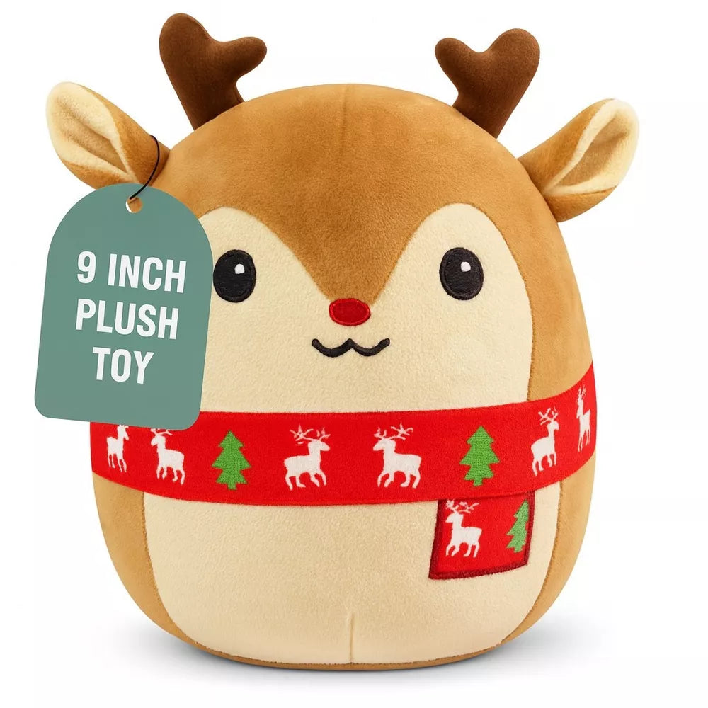Christmas Plush Toy Reindeer Soft Stuffed Animal, 9" Cute Holiday Plushie Gift for Kids, Babies, Perfect Christmas Holiday Gifts Plush Toys