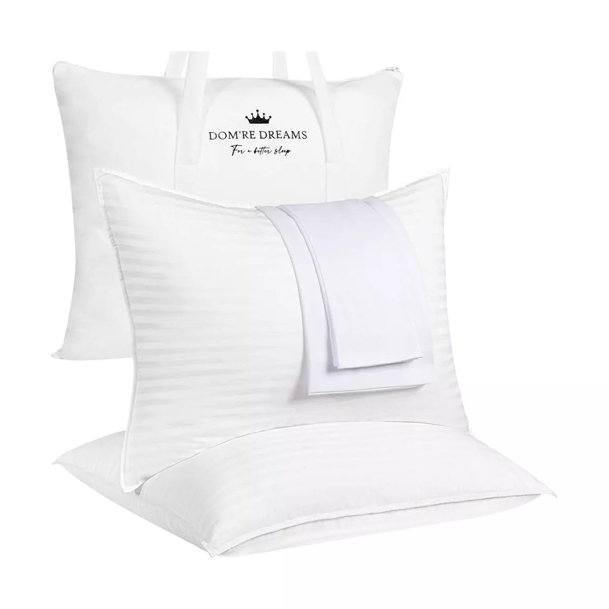 Set of 2 Cooling Down Alternative Gel Fiber Bed Pillows With 100% Cotton Cover, Pillow Cases Included. King Size 20x36