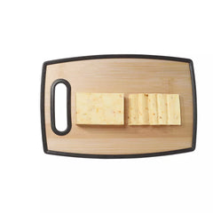 Durable Bamboo-Designed Plastic Cutting Board with Handle, Dishwasher Safe, Portable, and Stylish Kitchen Essential—Small 8" x 12"